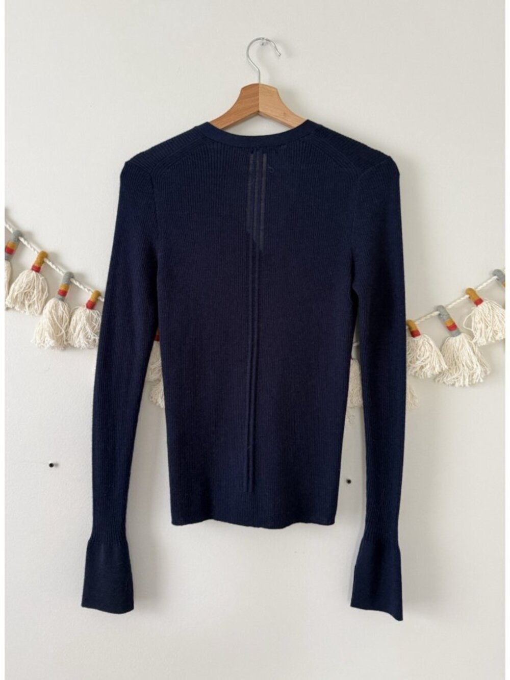 Madewell Merino Wool Silk Blend Ribbed Knit Cardigan Navy Feminine Minimalist S - Picture 2 of 10